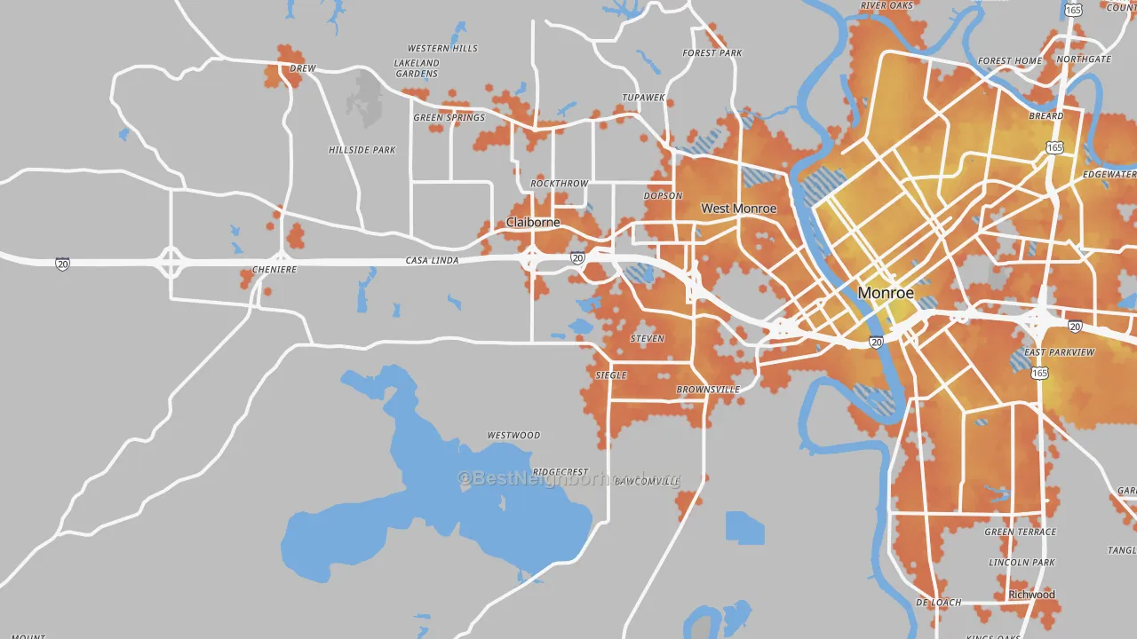 Bike Grade map of West Monroe, LA
