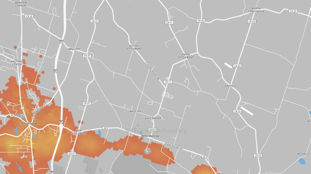 Bike Grade map of West Monroe, NY
