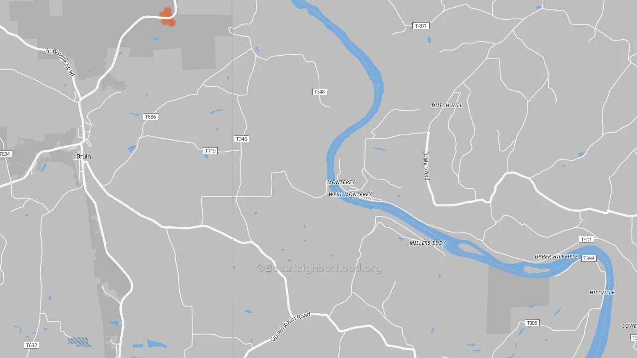 Bike Grade map of West Monterey, PA