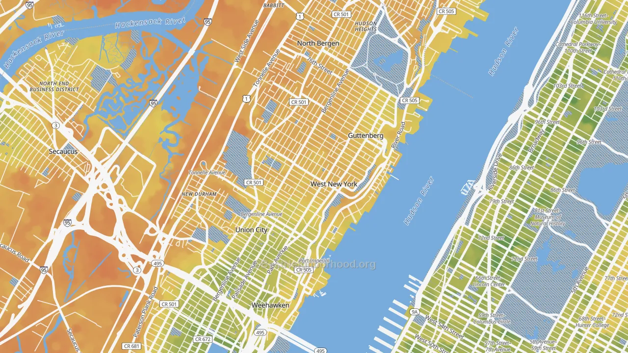 Bike Grade map of West New York, NJ