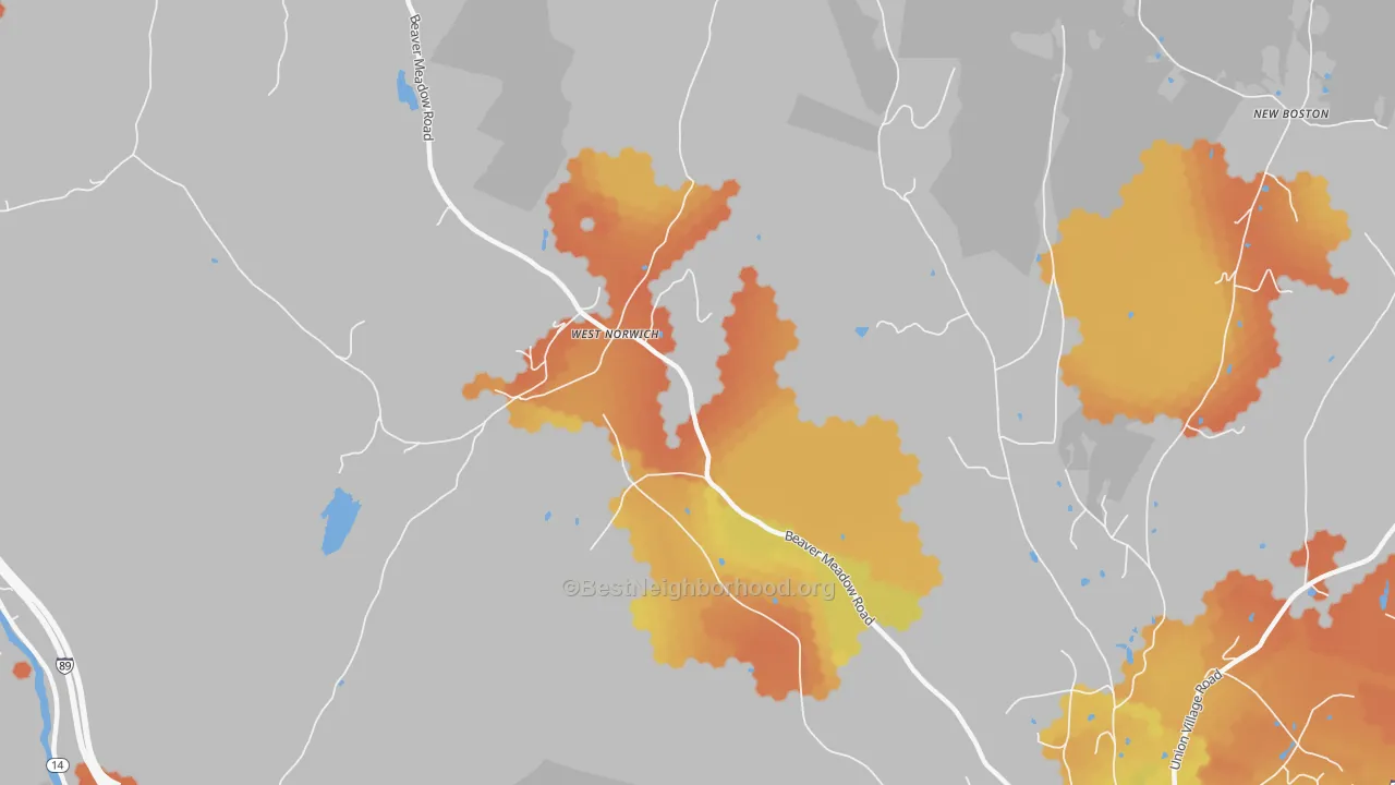 Bike Grade map of West Norwich, VT