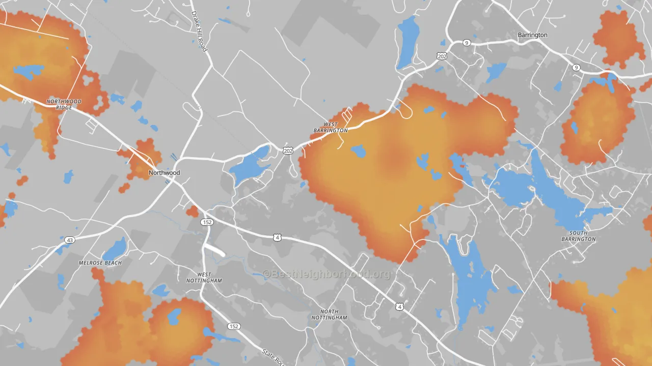Bike Grade map of West Nottingham, NH
