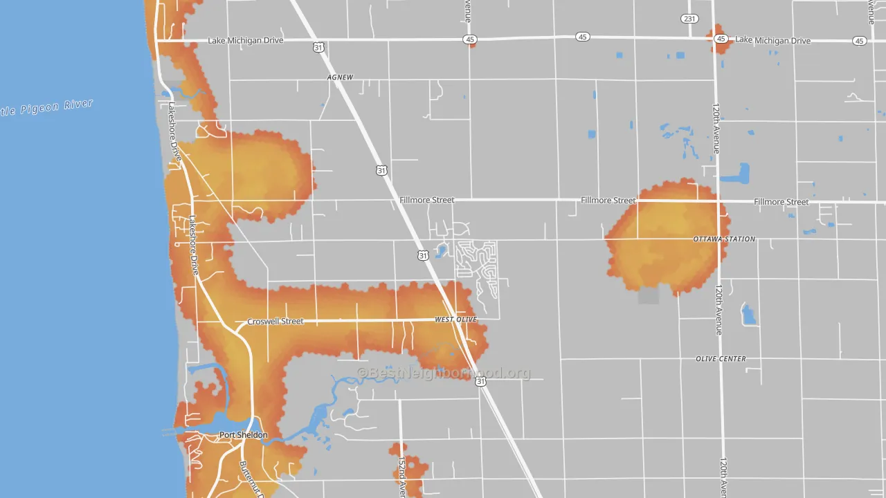 Bike Grade map of West Olive, MI