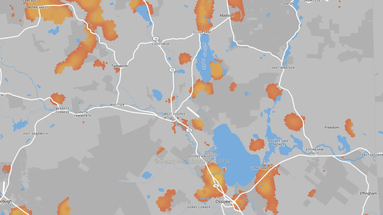 Bike Grade map of West Ossipee, NH