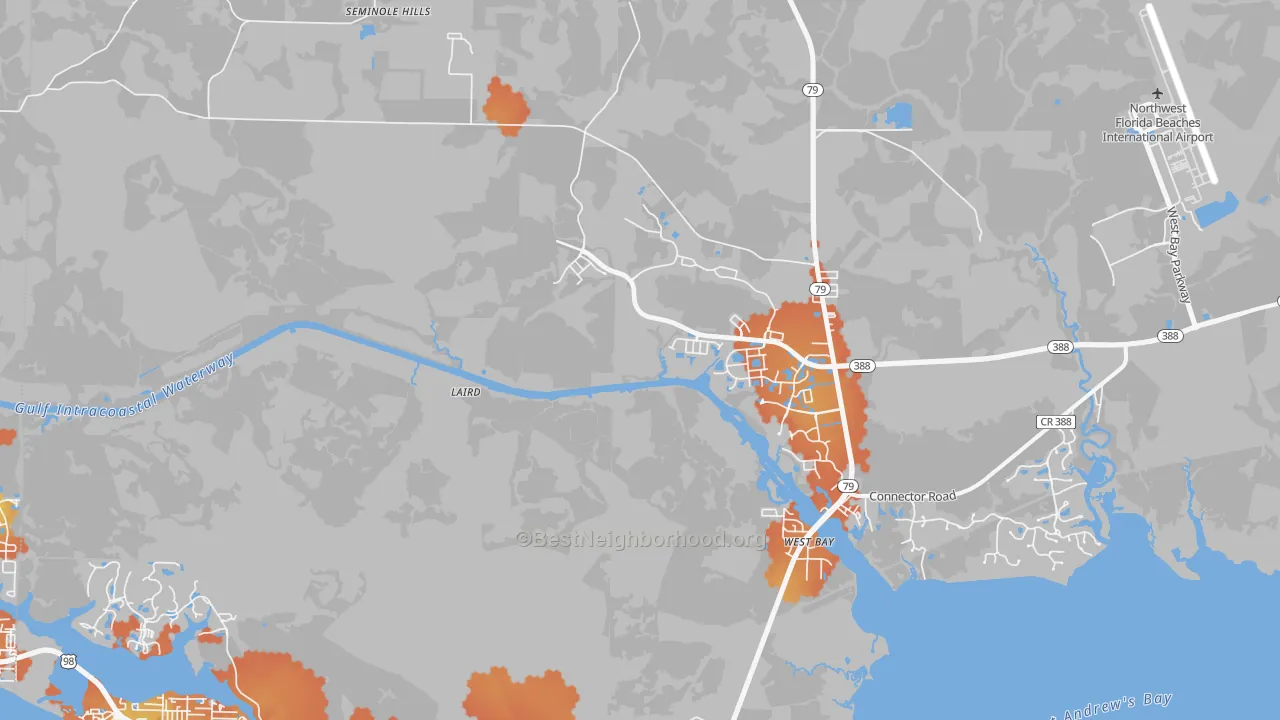 Bike Grade map of West Panama City Beach, FL