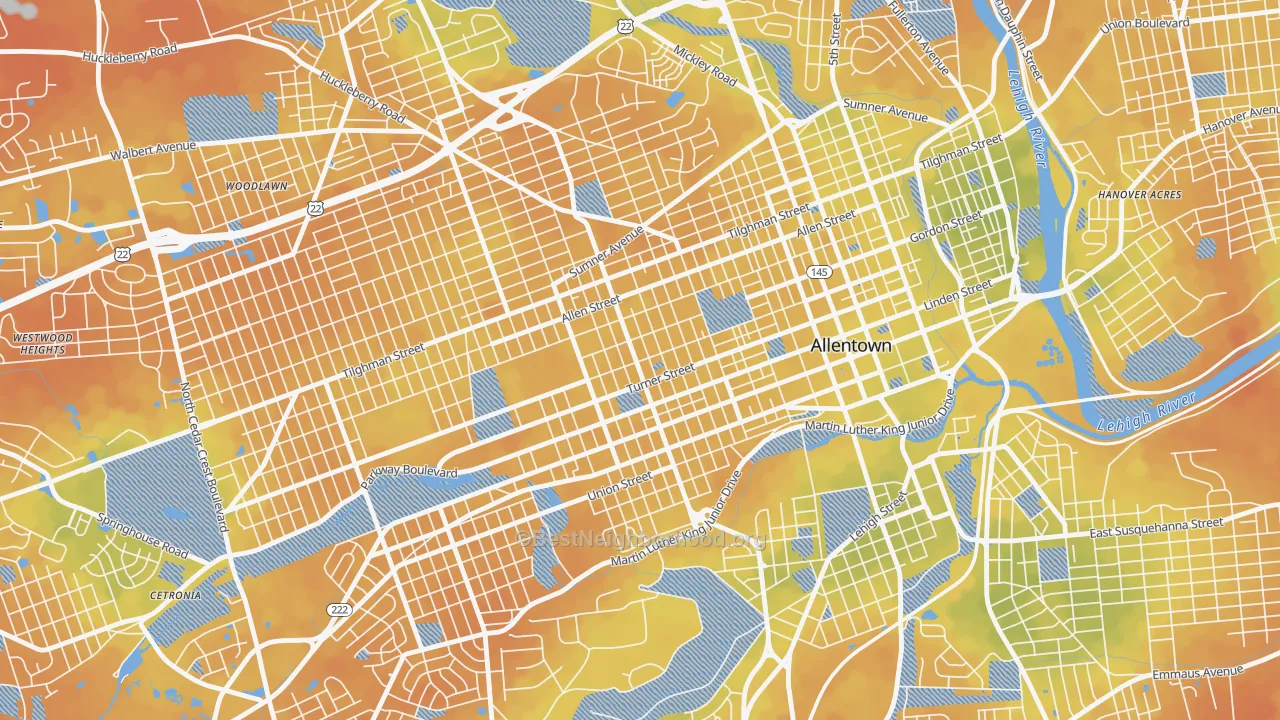 Bike Grade map of West Park, Allentown, PA