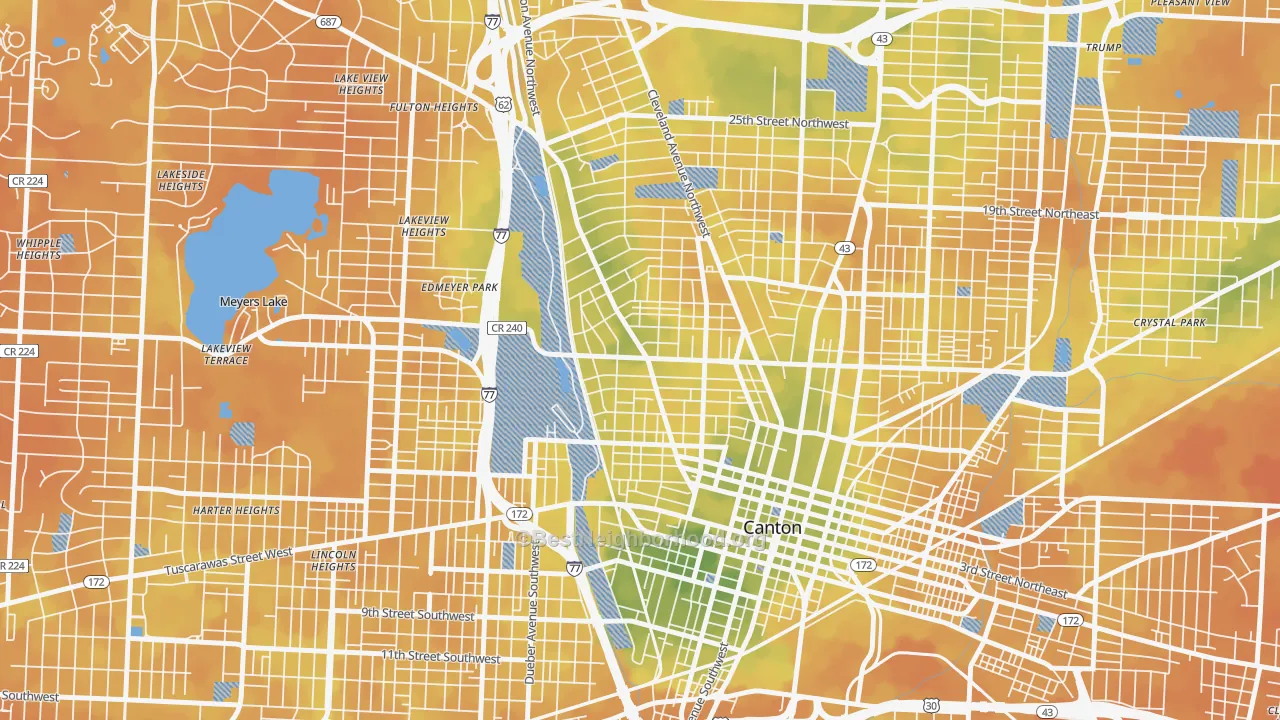 Bike Grade map of West Park, Canton, OH