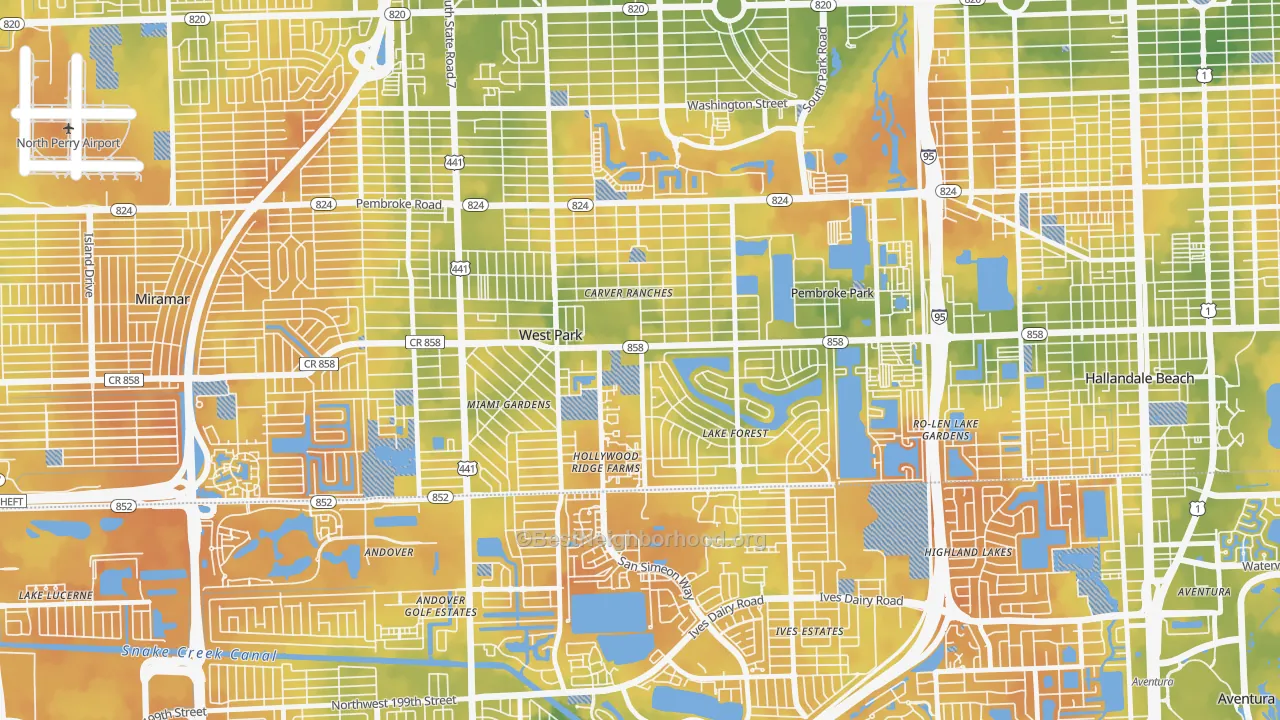Bike Grade map of West Park, FL