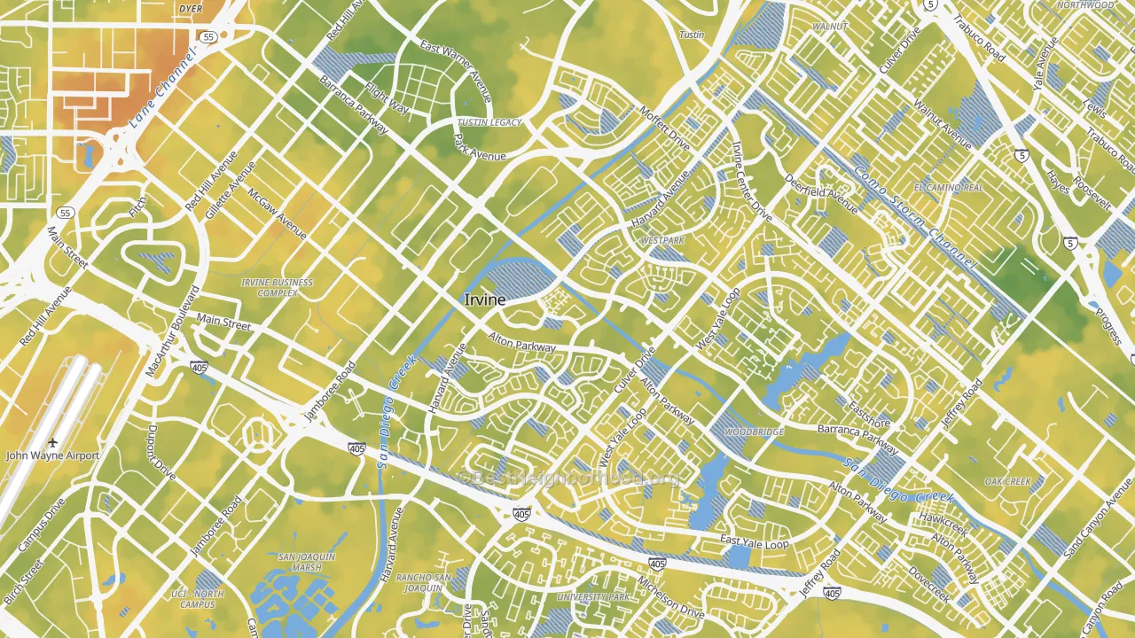Bike Grade map of West Park, Irvine, CA
