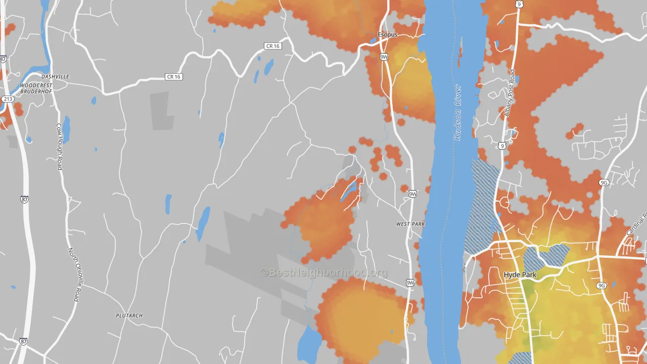 Bike Grade map of West Park, NY