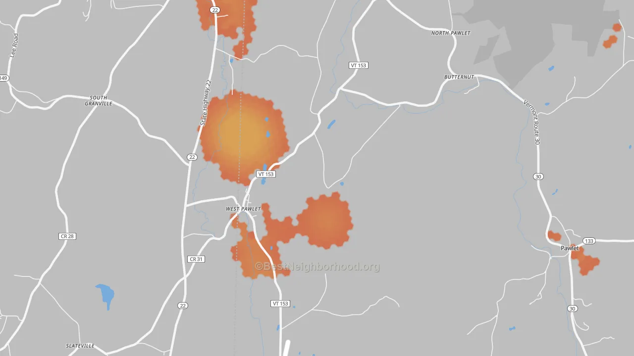 Bike Grade map of West Pawlet, VT