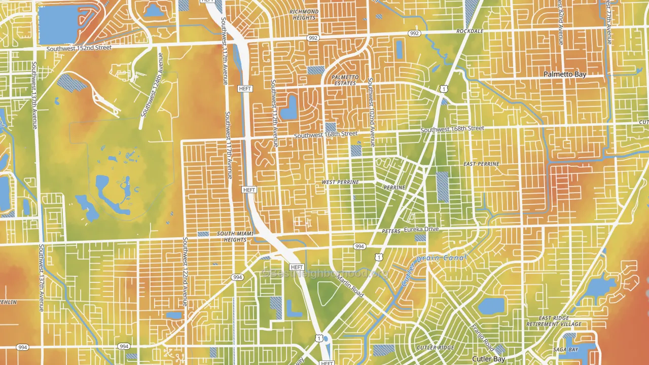 Bike Grade map of West Perrine, FL