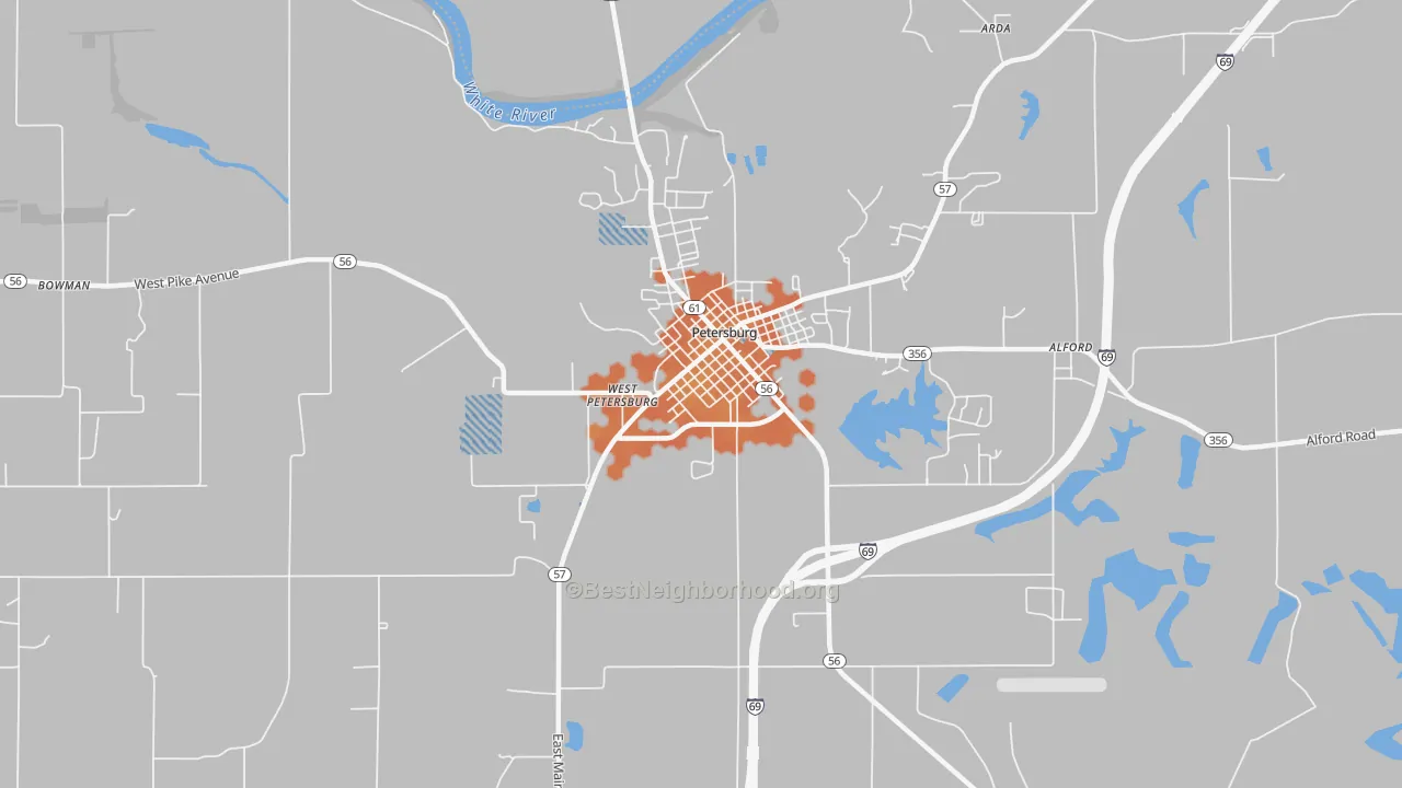 Bike Grade map of West Petersburg, IN