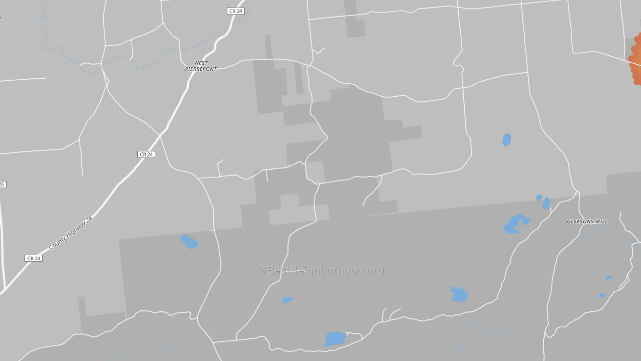 Bike Grade map of West Pierrepont, NY