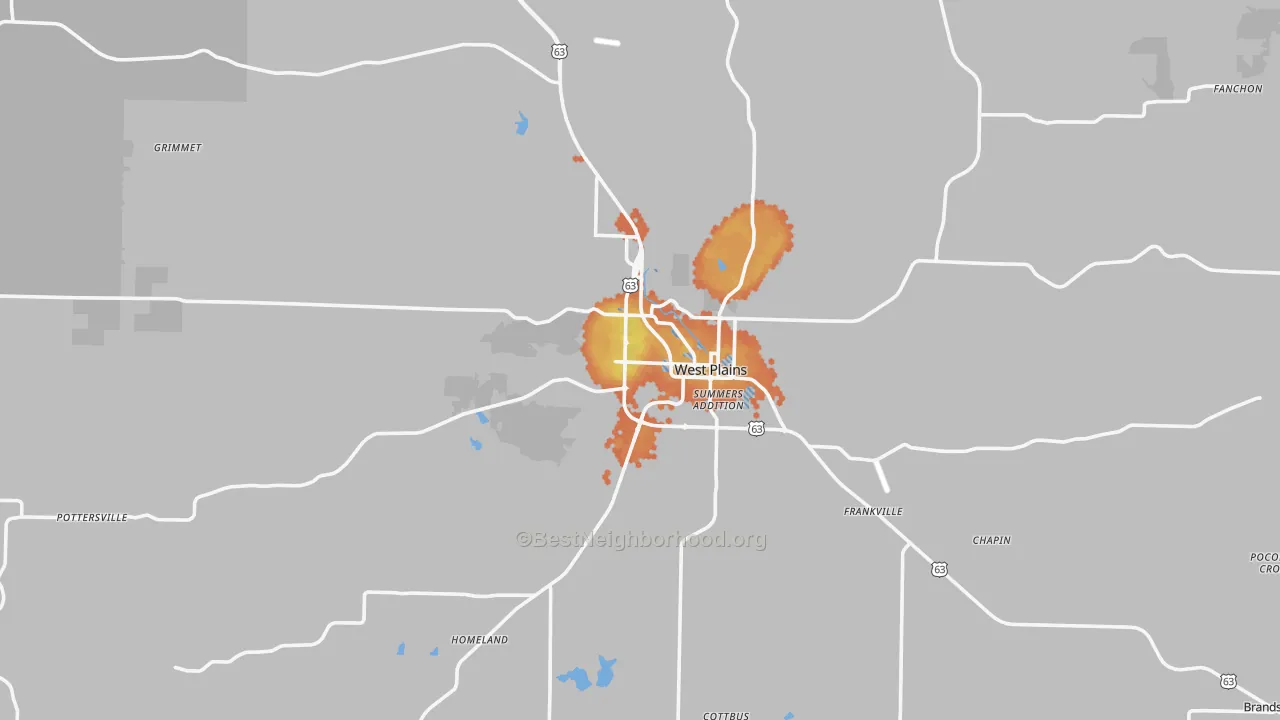 Bike Grade map of West Plains, MO