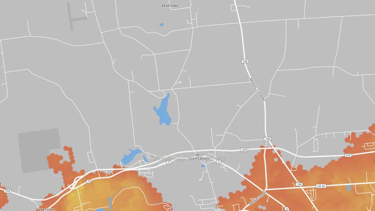 Bike Grade map of West Plattsburg, NY