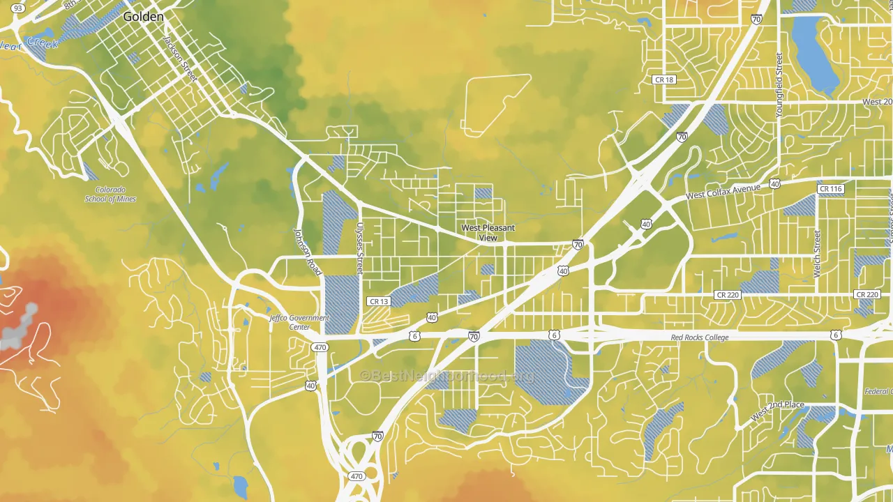 Bike Grade map of West Pleasant View, CO