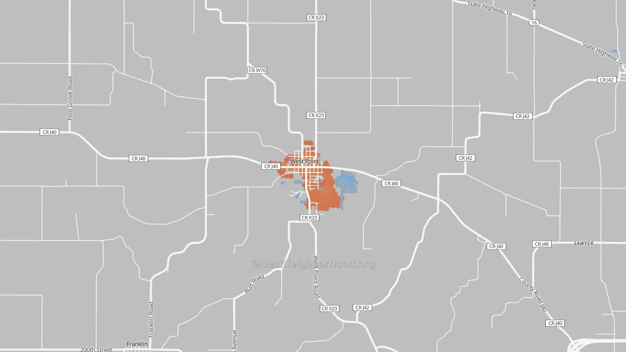 Bike Grade map of West Point, IA