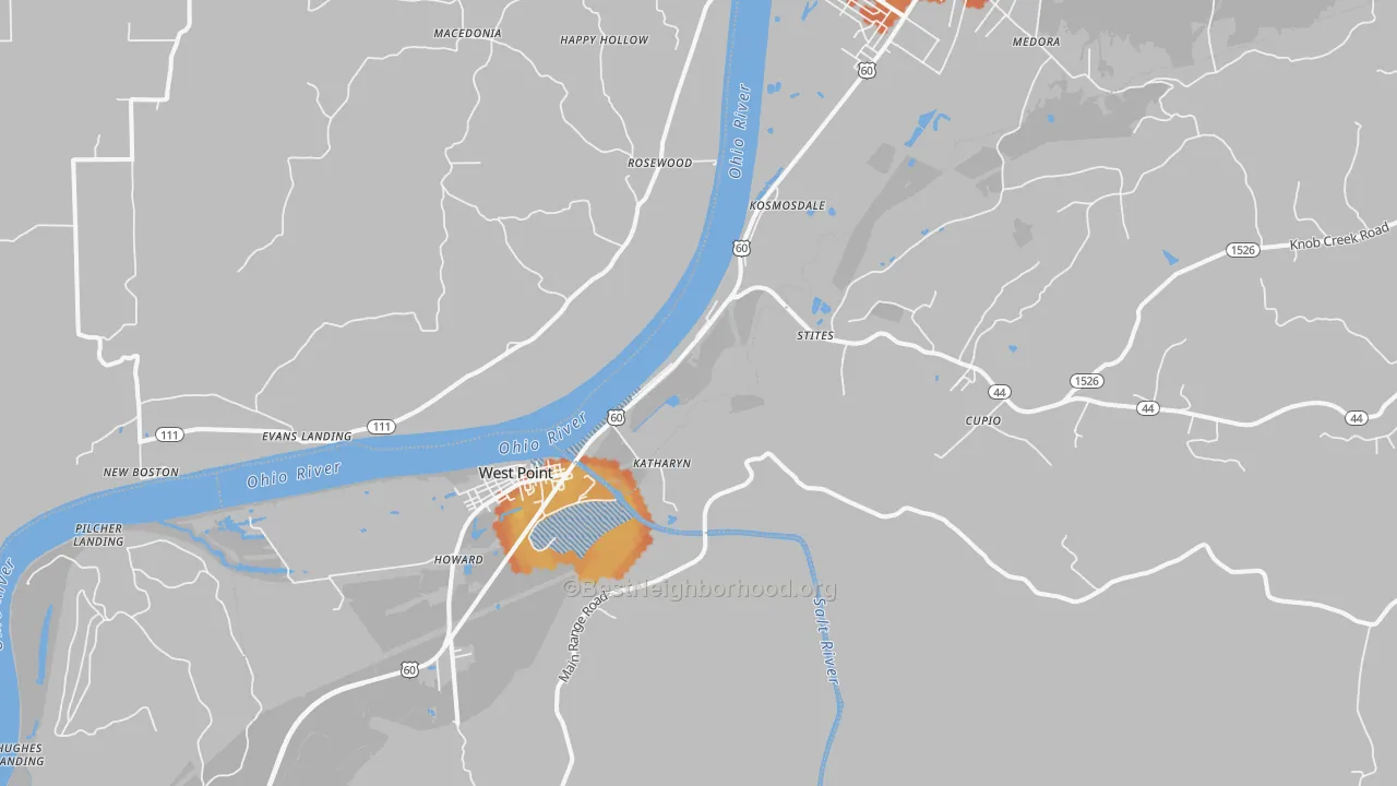 Bike Grade map of West Point, KY