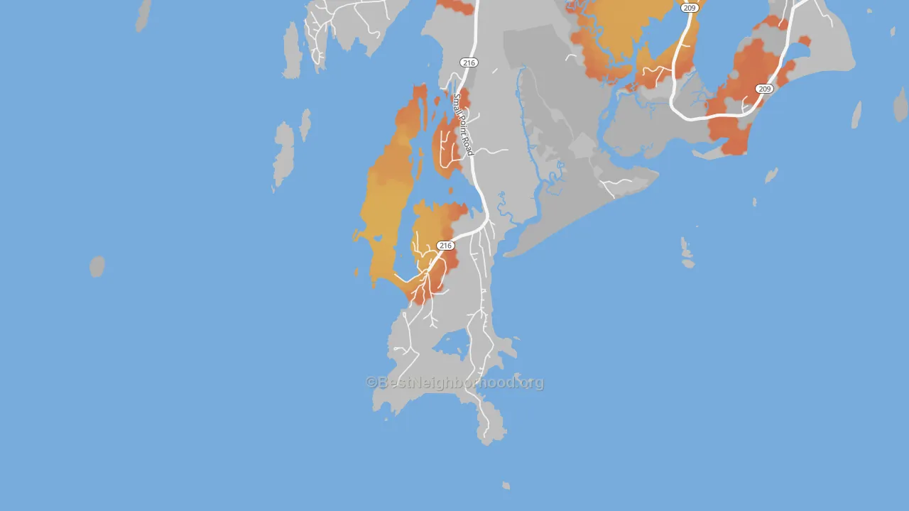 Bike Grade map of West Point, ME