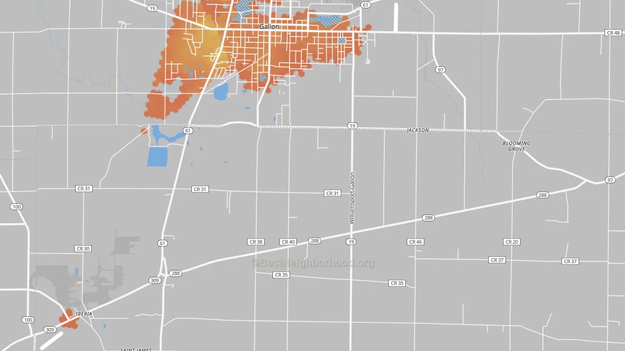 Bike Grade map of West Point, OH