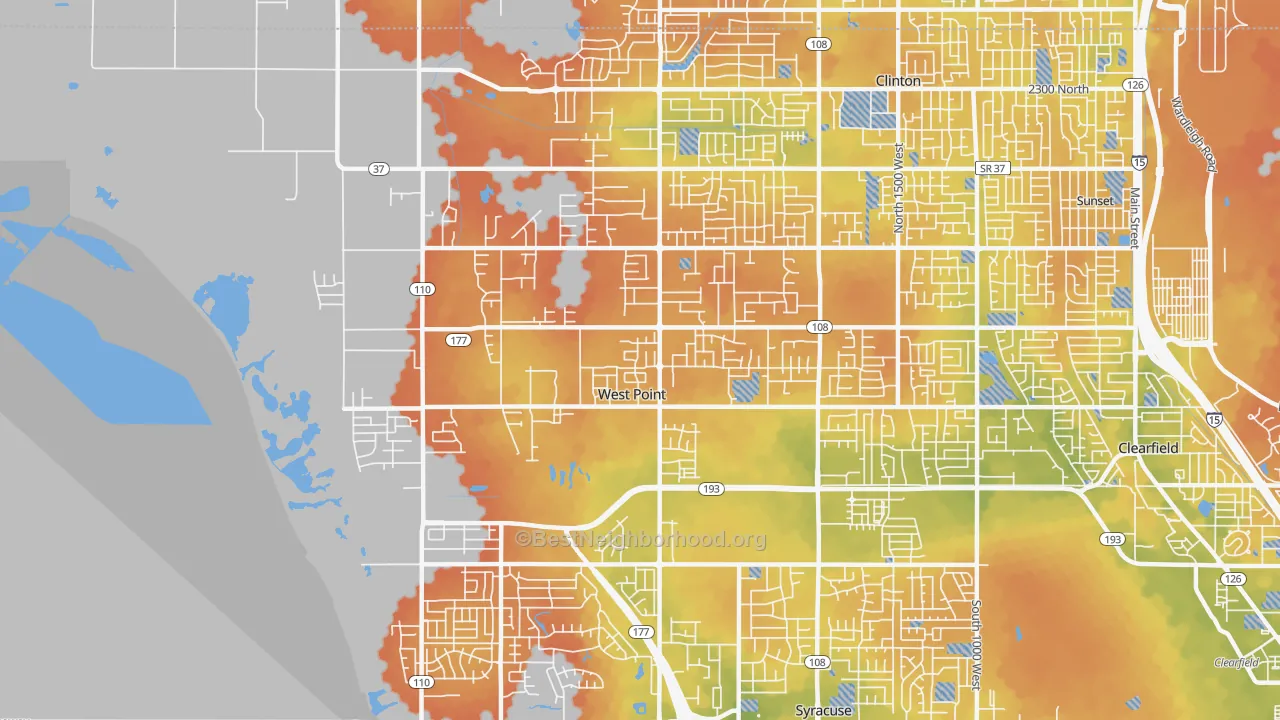 Bike Grade map of West Point, UT