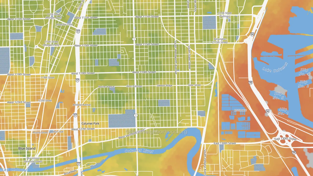 Bike Grade map of West Pullman, Chicago, IL