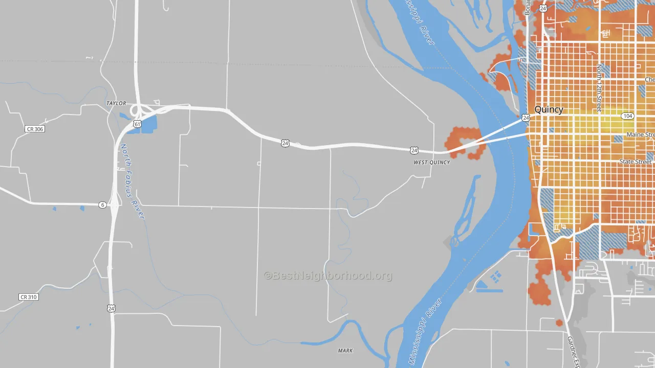 Bike Grade map of West Quincy, MO