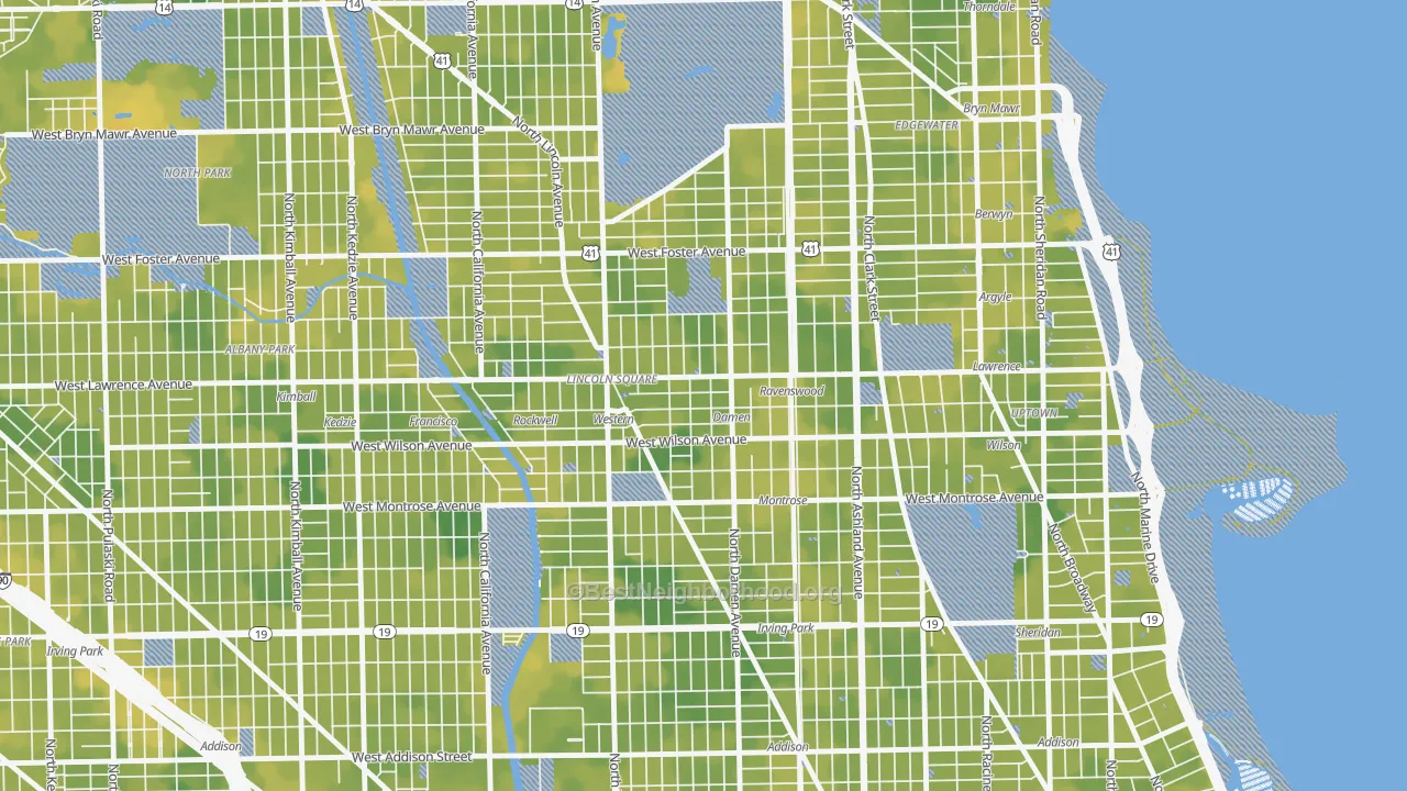 Bike Grade map of West Ravenswood, Chicago, IL