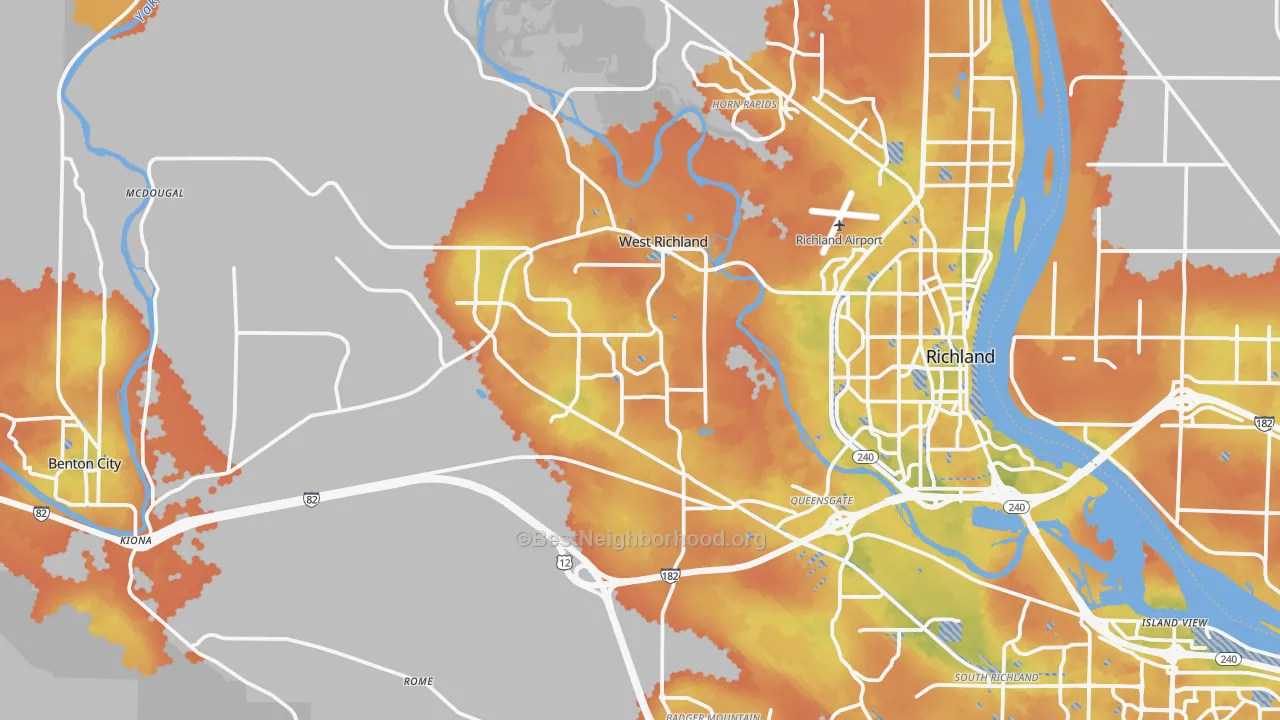 Bike Grade map of West Richland, WA