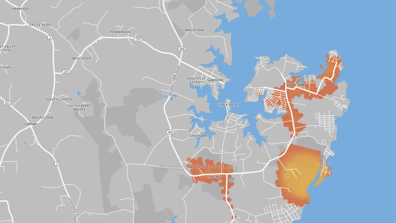 Bike Grade map of West River, MD