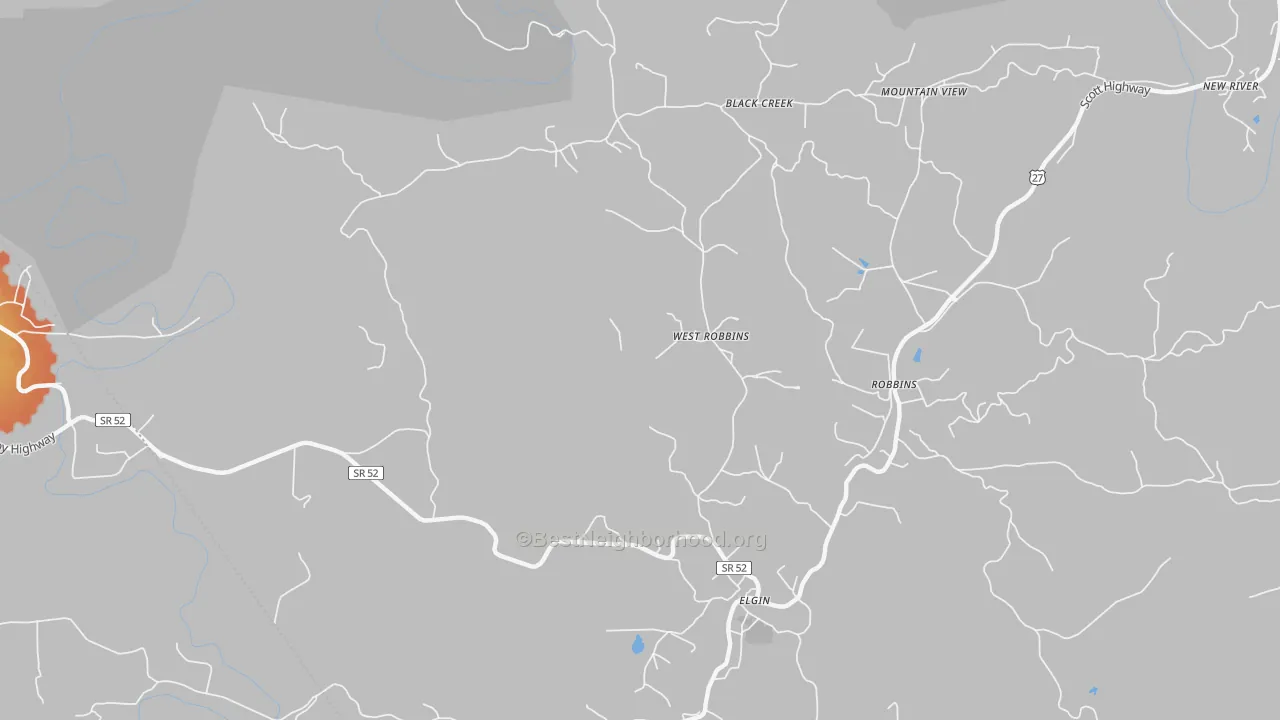 Bike Grade map of West Robbin, TN