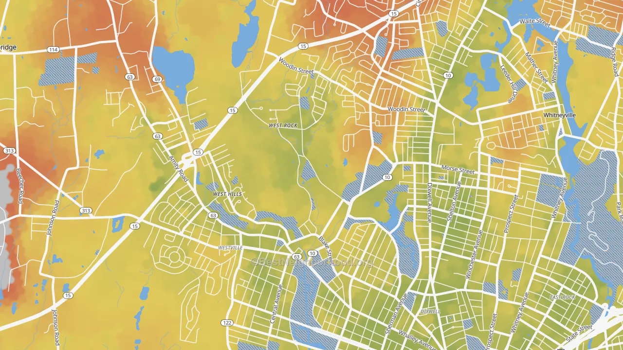 Bike Grade map of West Rock, New Haven, CT