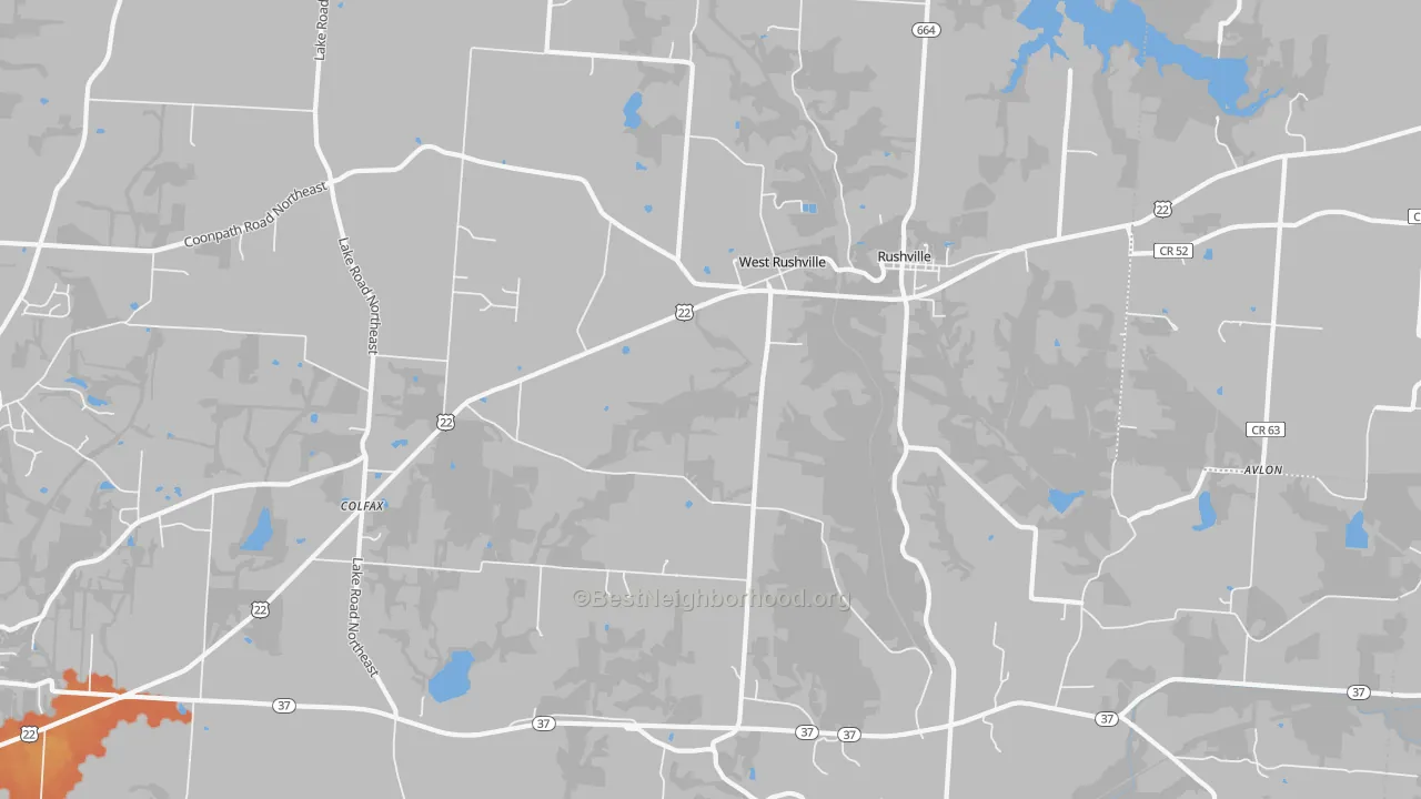 Bike Grade map of West Rushville, OH