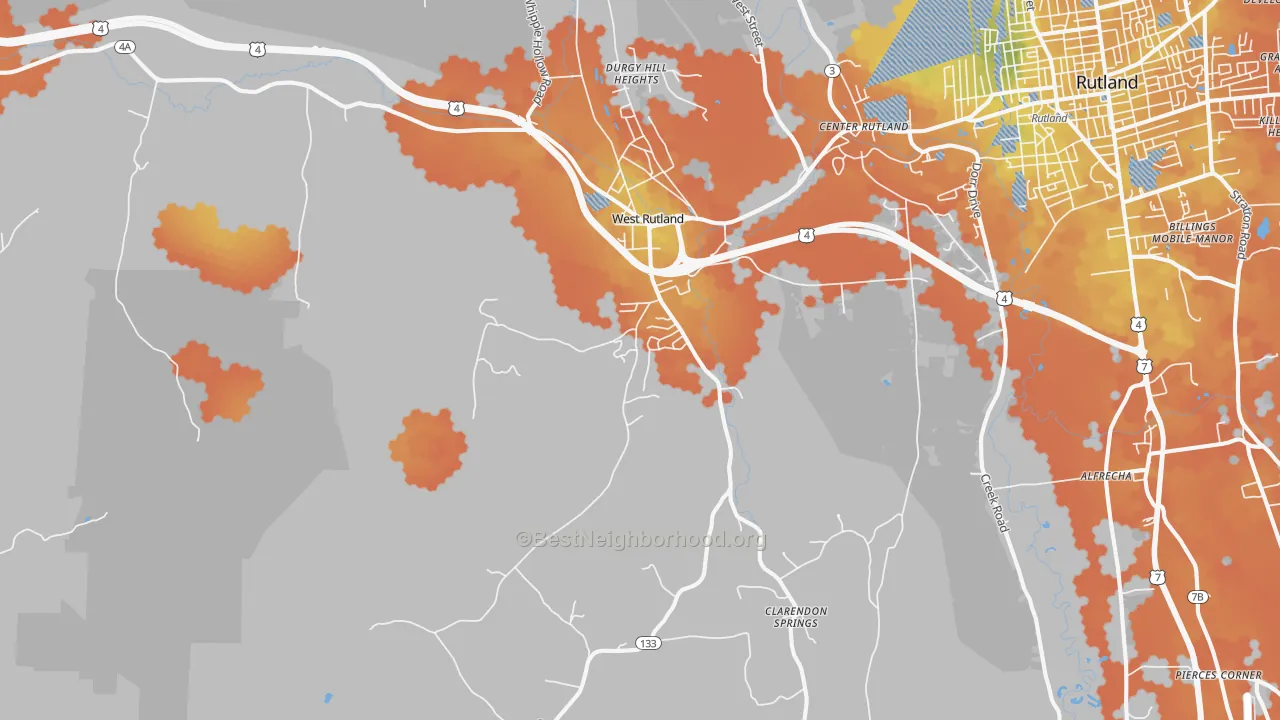 Bike Grade map of West Rutland, VT