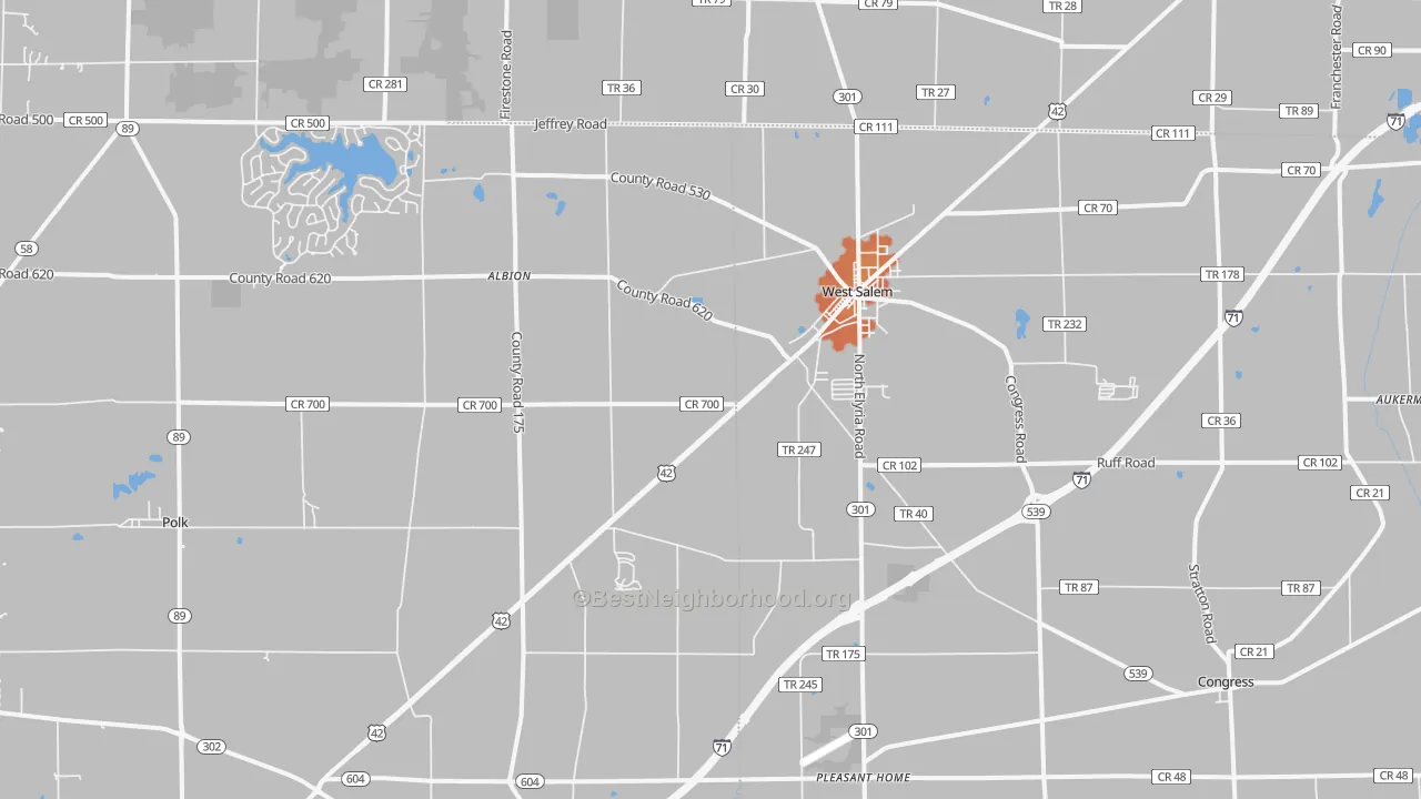 Bike Grade map of West Salem, OH