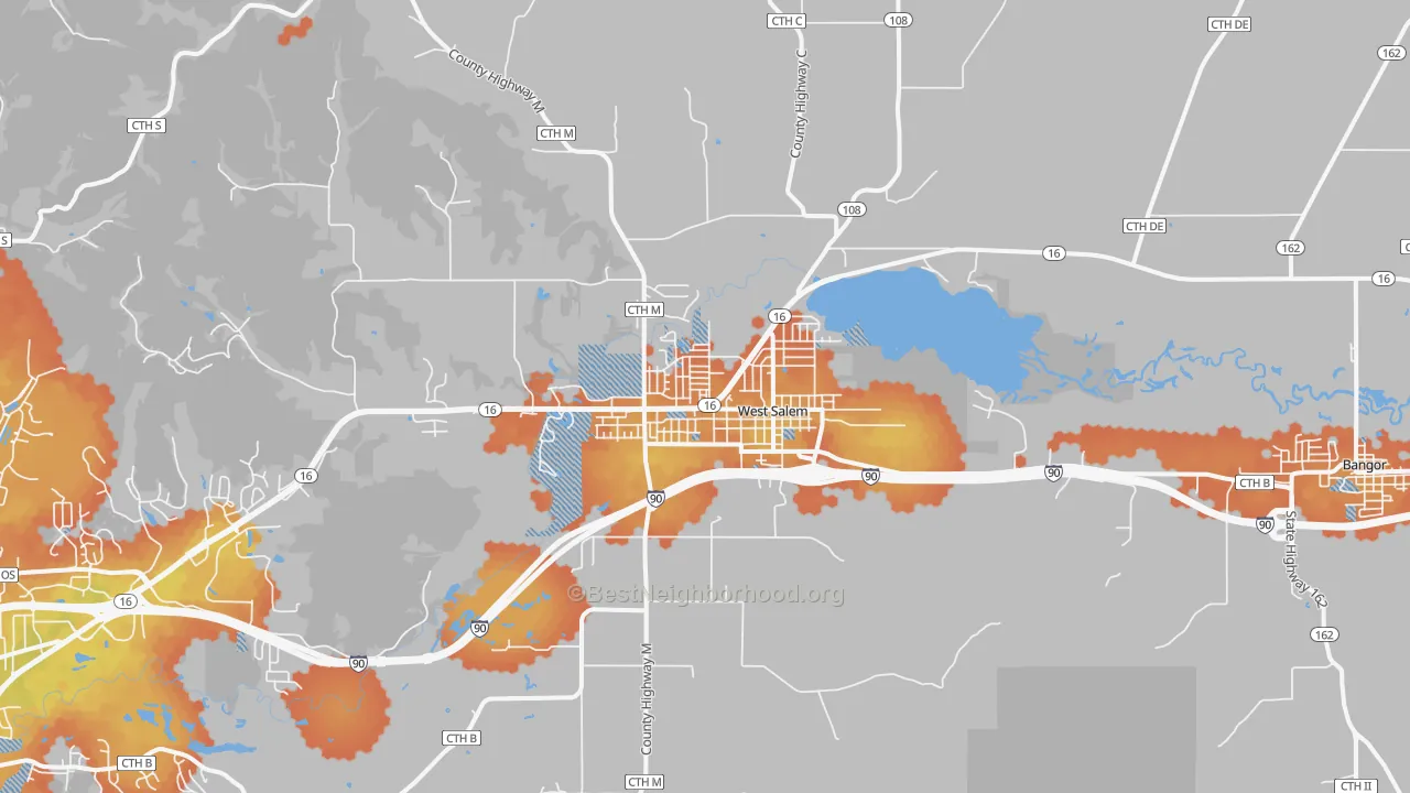 Bike Grade map of West Salem, WI