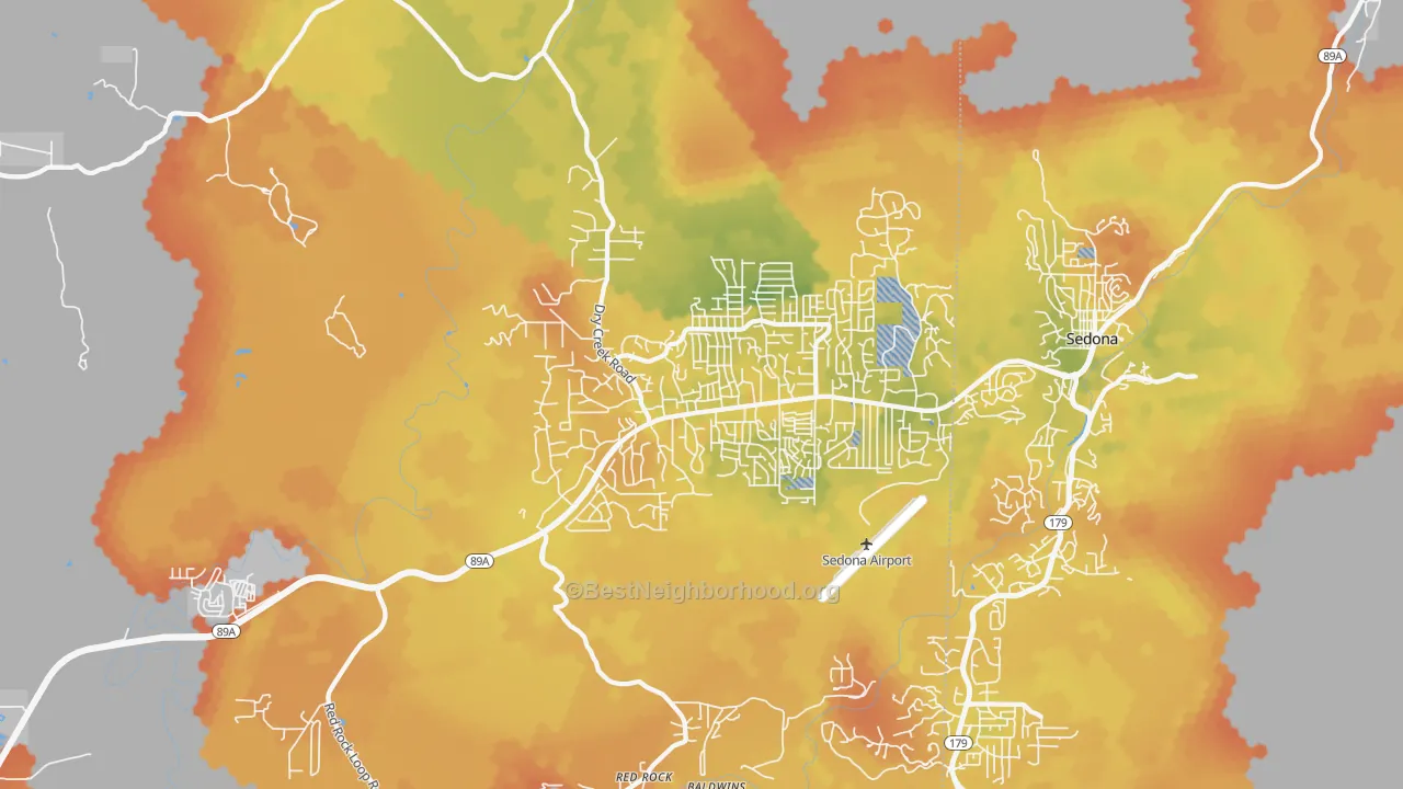 Bike Grade map of West Sedona, AZ