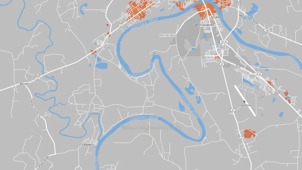 Bike Grade map of West Selmont, AL