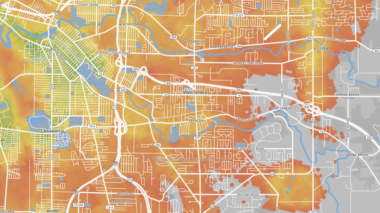 Bike Grade map of West Seneca, NY