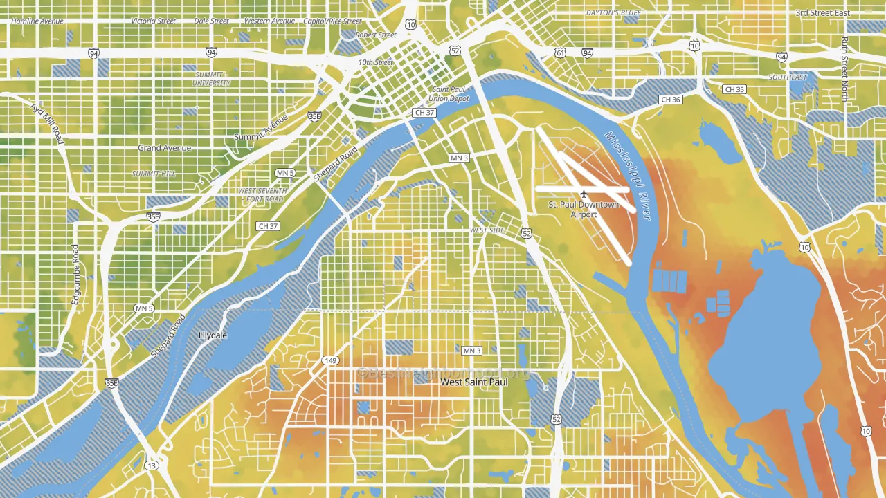 Bike Grade map of West Side, St. Paul, MN