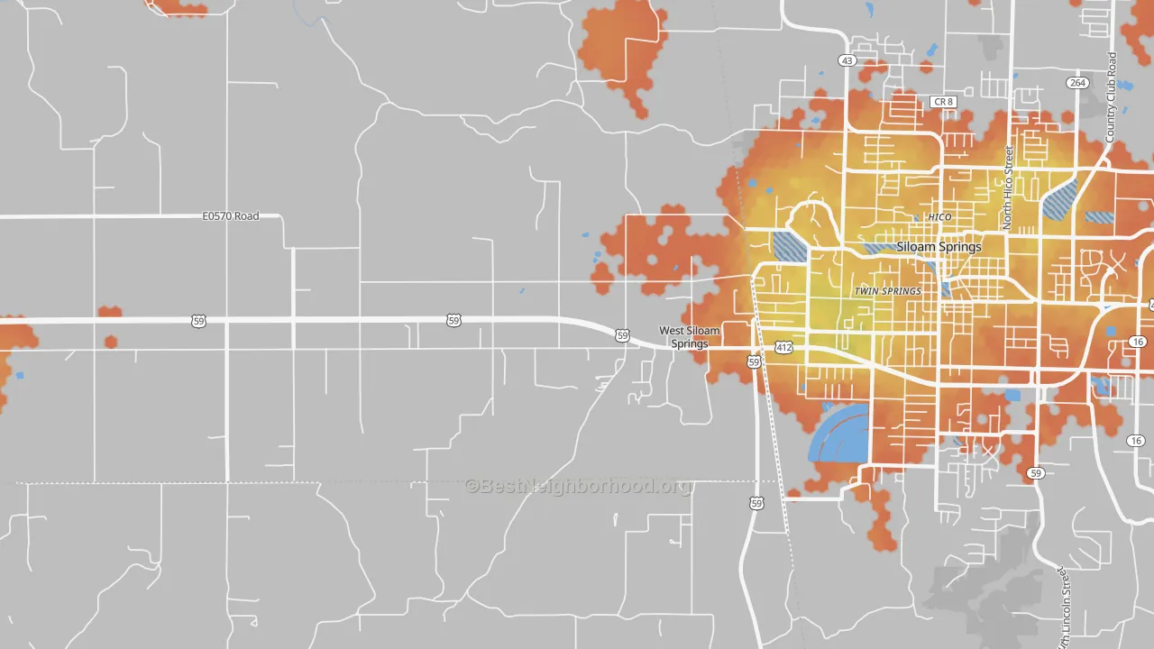 Bike Grade map of West Siloam Springs, OK