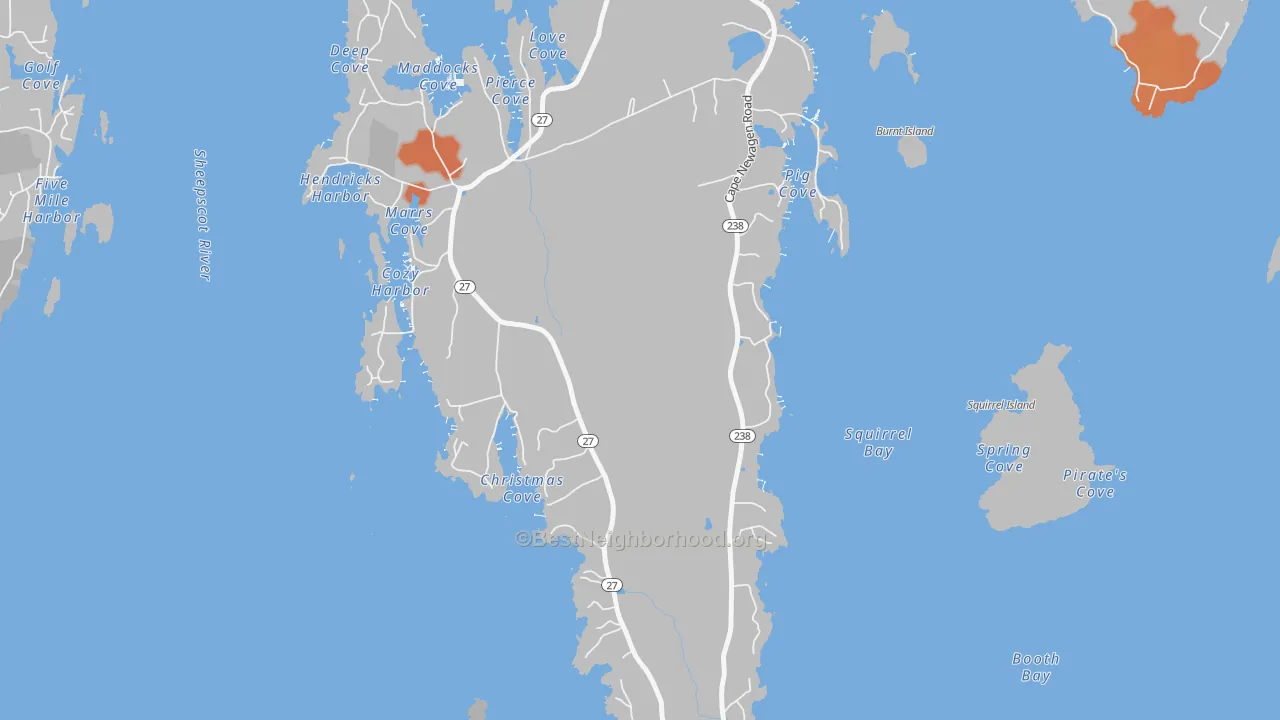 Bike Grade map of West Southport, ME