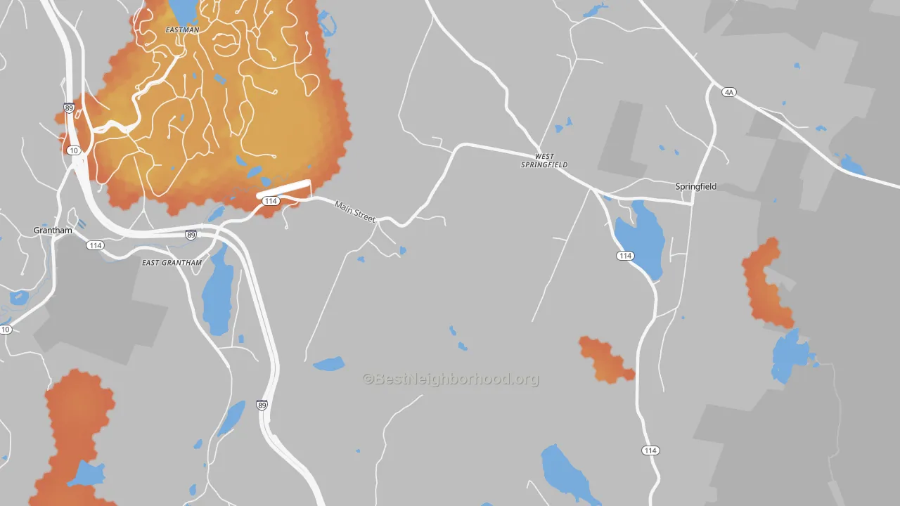 Bike Grade map of West Springfield, NH