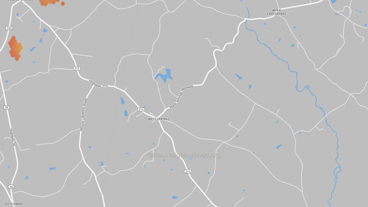 Bike Grade map of West Springs, SC