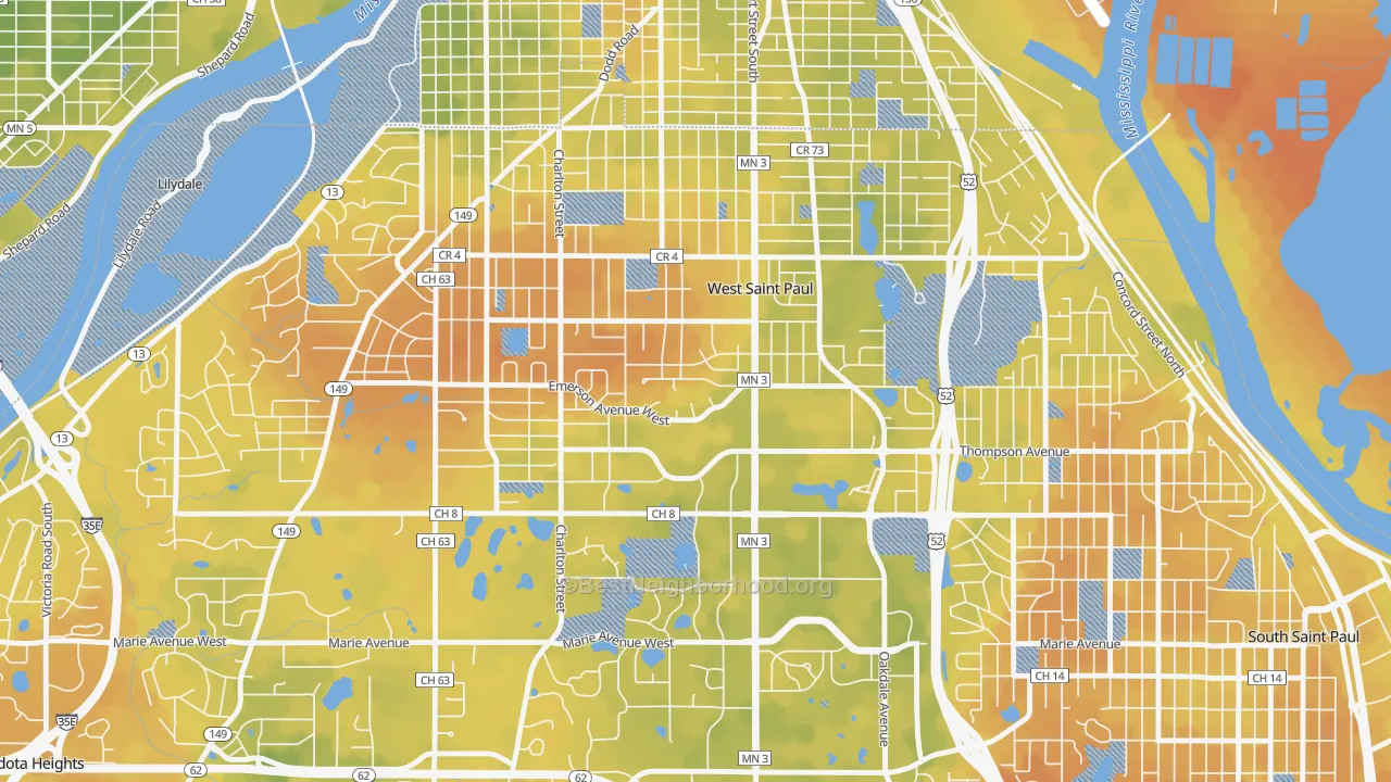 Bike Grade map of West St. Paul, MN