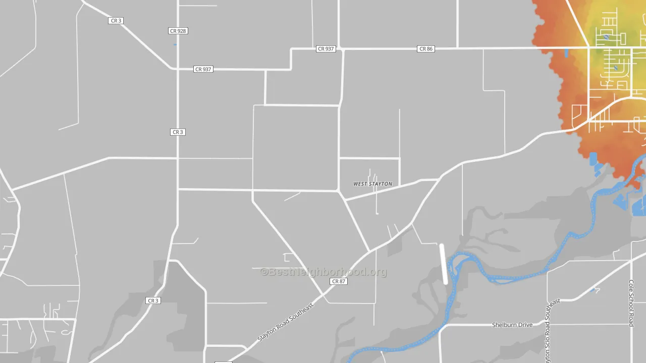 Bike Grade map of West Stayton, OR