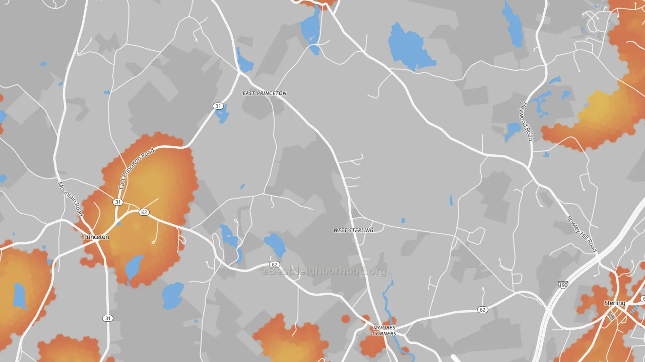 Bike Grade map of West Sterling, MA