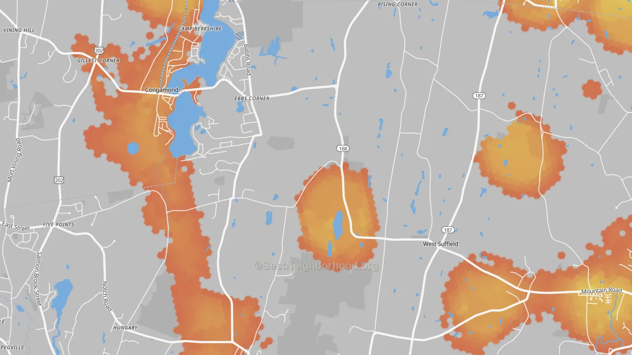 Bike Grade map of West Suffield, CT