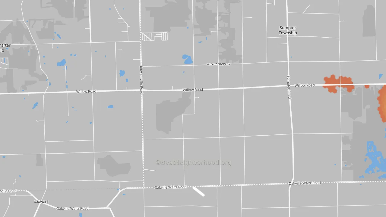 Bike Grade map of West Sumpter, MI